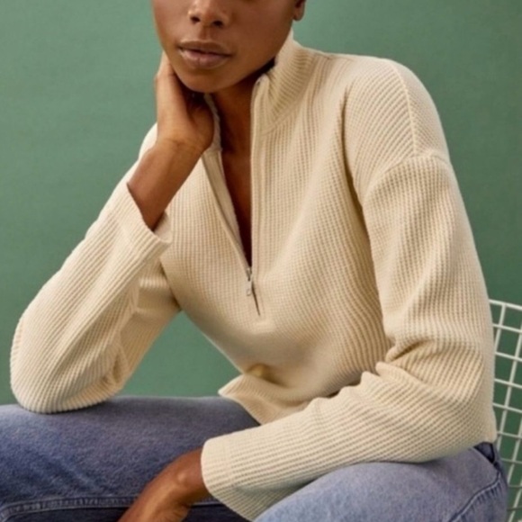 Reformation Sweaters - Reformation Jeans Waffle Knit 1/2 Zip in Cream